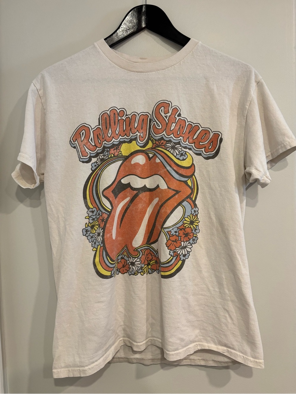 Vintage Rolling Stones Tongue Logo Tee - Cream & Orange